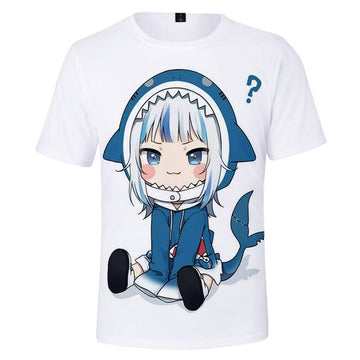 Juego Hololive Gawr Gura Cosplay Halloween T-shirt Camiseta corta 3D Impreso